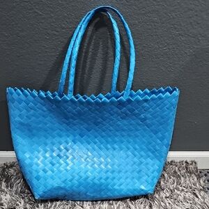 Woven Tote Bag in Bright Blue - Women